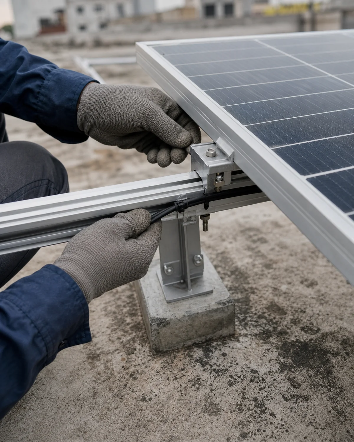 Representative detail of solar mounting and cable routing